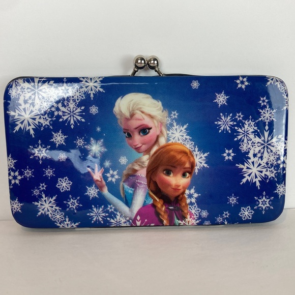 Disney Frozen Anna & Elsa Clutch Clasp Wallet Purse Bag 7” x 3.5” - Picture 1 of 9